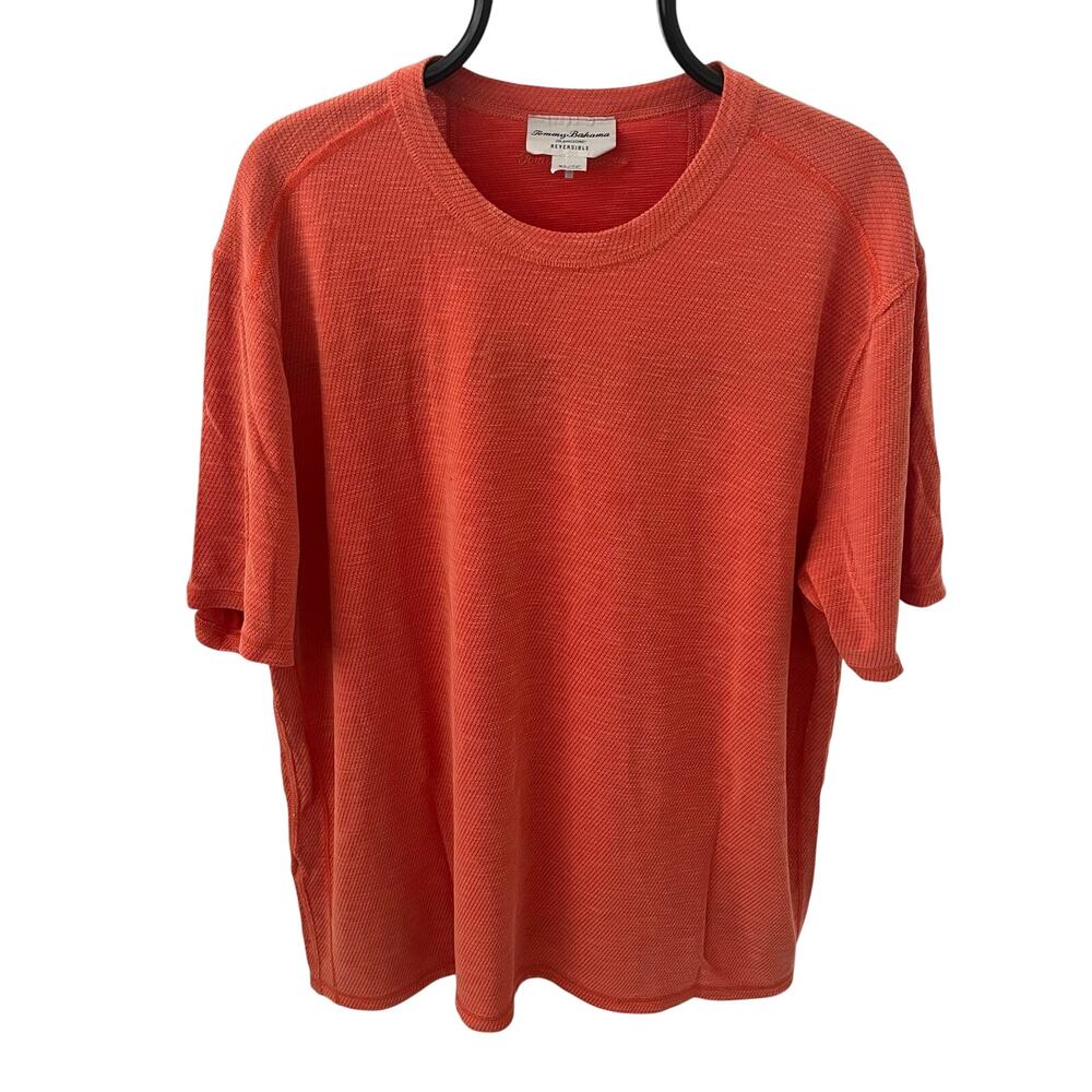 Tommy Bahama Flip Tide Reversible IslandZone T Shirt Men’s XL Coral Orange